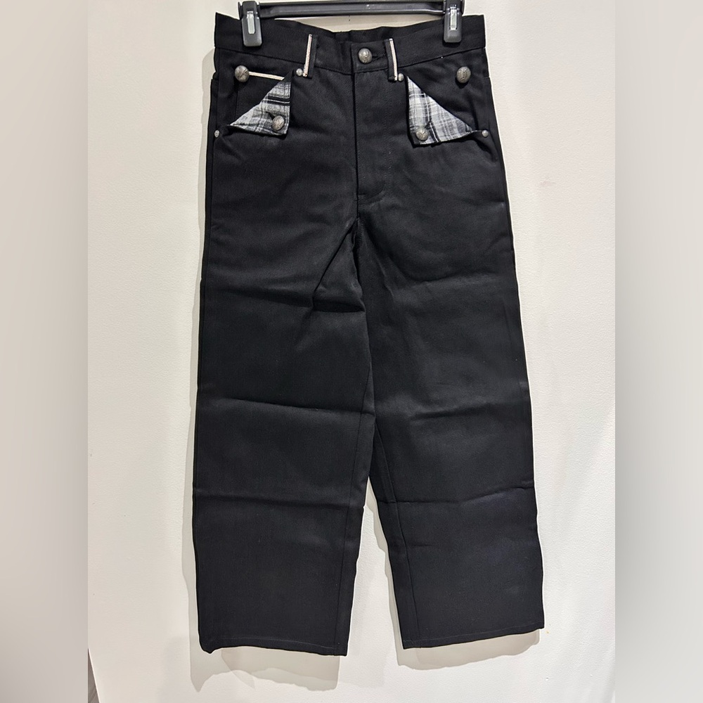 100% Cotton JAPANESE SELVEDGED SLUB DEMIN PANTS - 28W X 28L - BLACK
